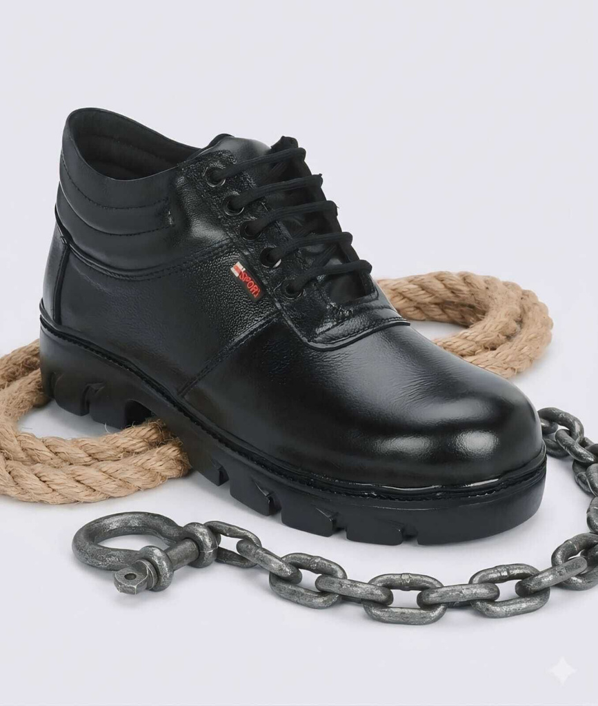 Steel Toe Genuine Leather Safety Shoe (Black, S1, Size 8)