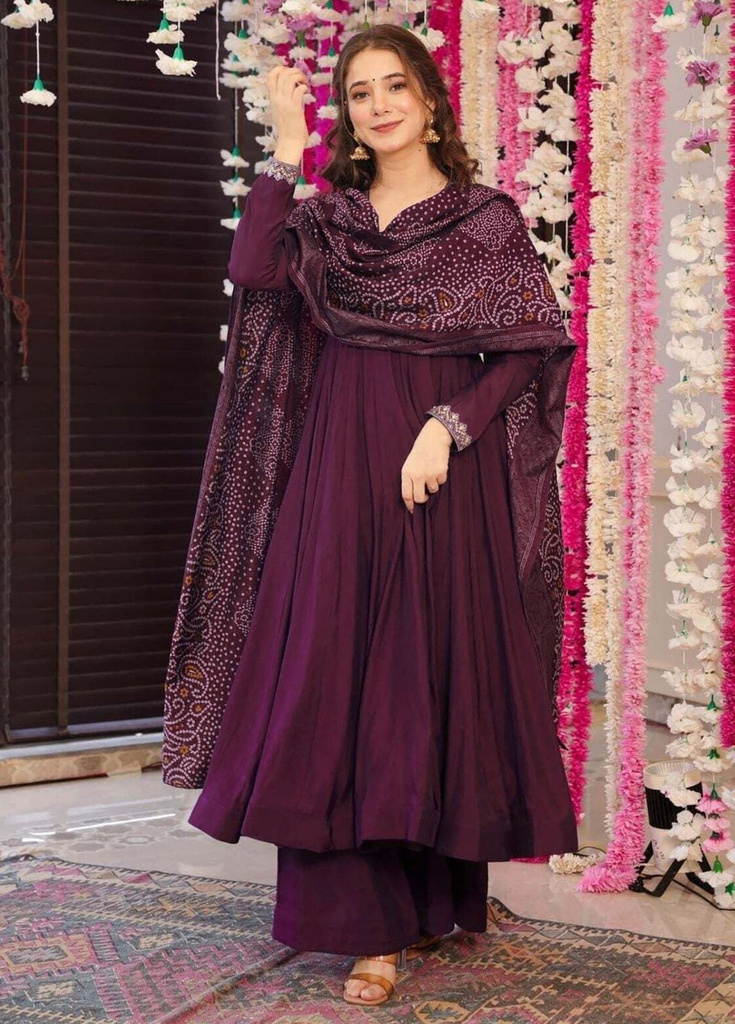 Zoux Embroidered Anarkali Kurta, Bottom & Dupatta Set