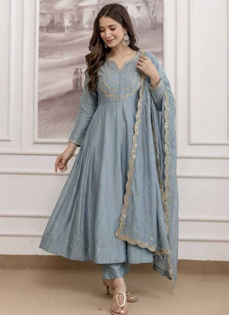 KALKI COLLECTION Printed Anarkali Kurta, Bottom & Dupatta Set