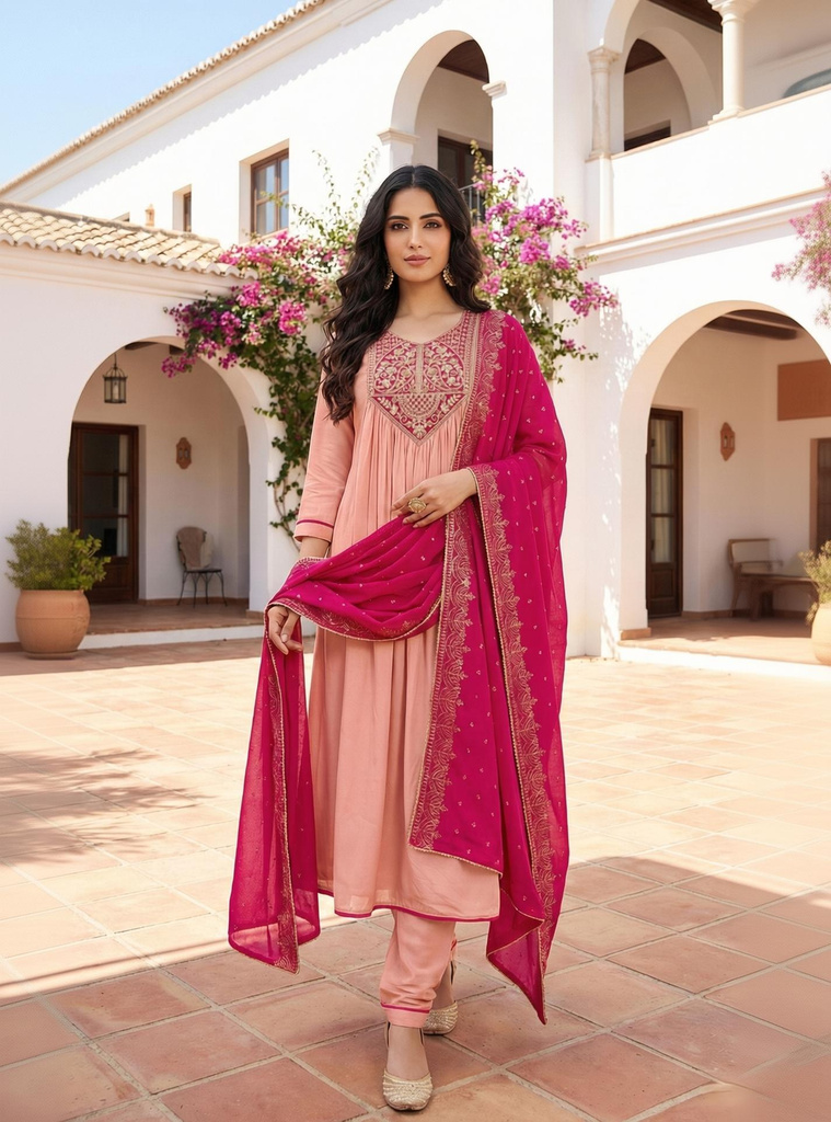 New Ethnic 4 You Women Kurti Pant Dupatta Set