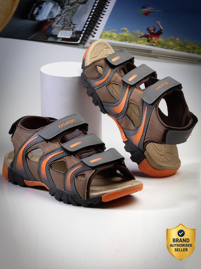 Men Sandal (Grey, Beige , 6)