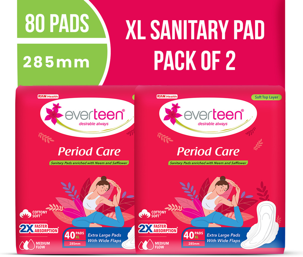 Period Care XL Soft Sanitary Pads with Neem & Safflower For Medium Flow - 2 Pack Sanitary Pad (Pack of 80)