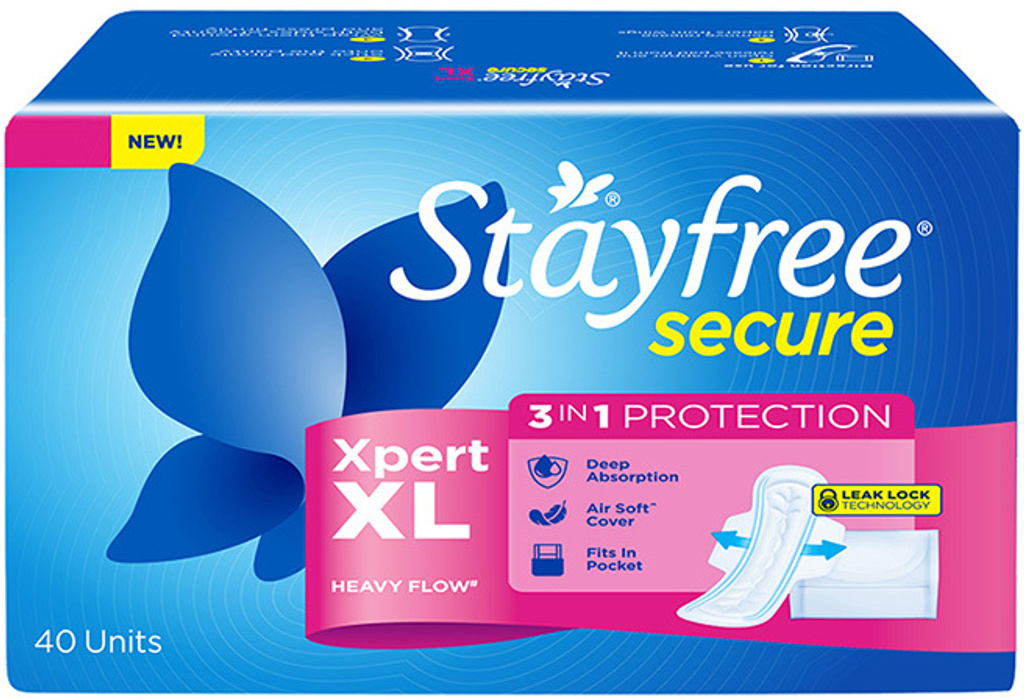 STAYFREE Secure Xpert XL | Longer & Wider Pads for Heavy Flow Sanitary Pad