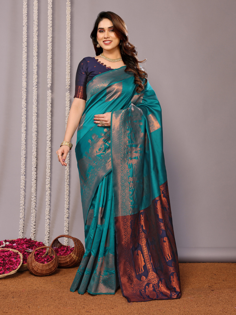 AVANTIKA FASHION Woven Kanjivaram Pure Silk, Art Silk Saree