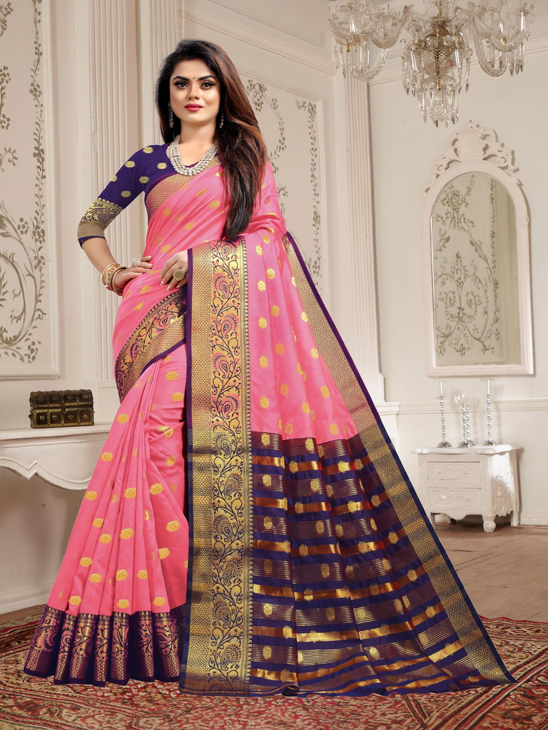 KING VULTURE Woven, Paisley, Self Design Banarasi Pure Silk, Cotton Silk Saree