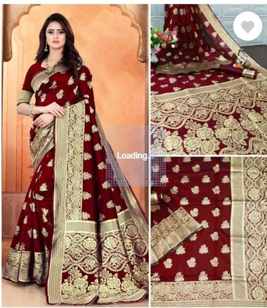 Woven Bollywood Jacquard Saree (Maroon)