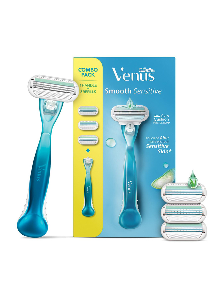 Smooth Combo pack | Razor plus 3 refills | Aloe vera smooth, Women