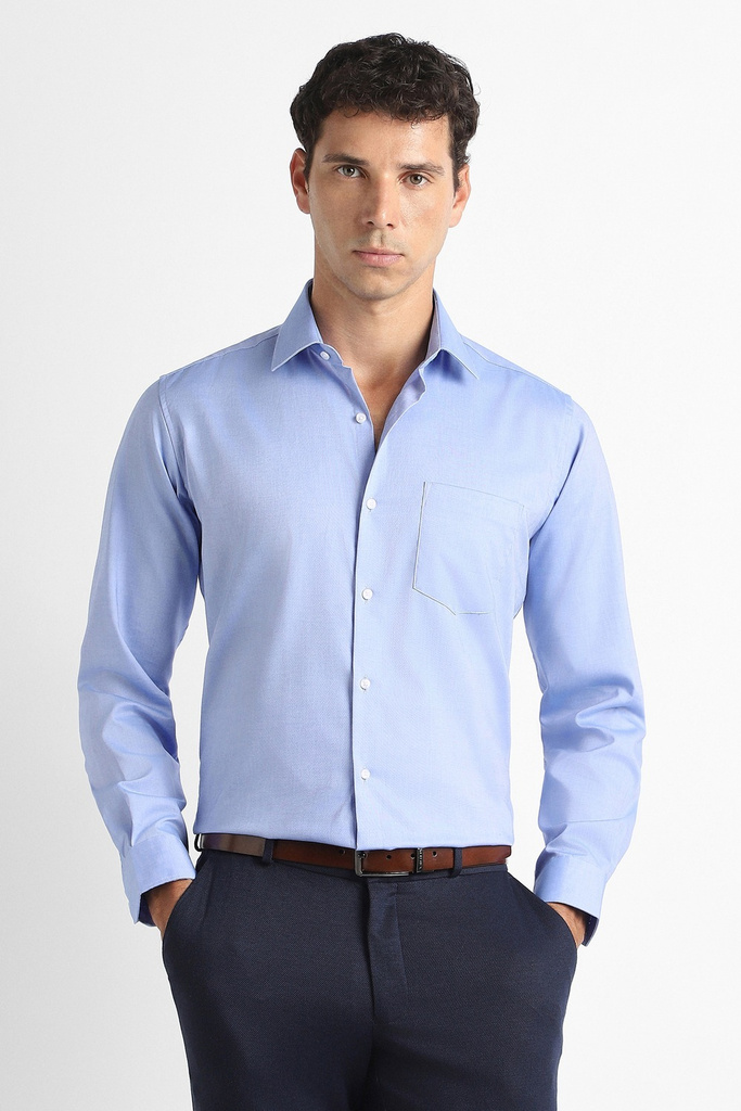 VAN HEUSEN Men Solid Formal Light Blue Shirt