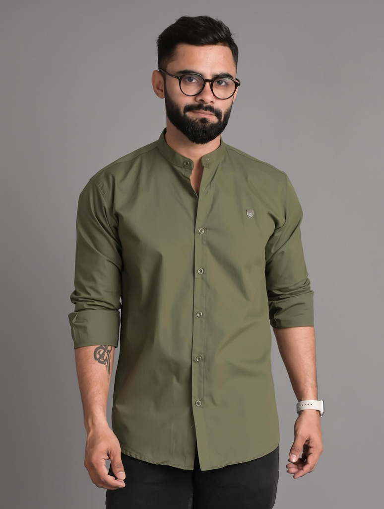 FUBAR Men Solid Casual Light Green Shirt