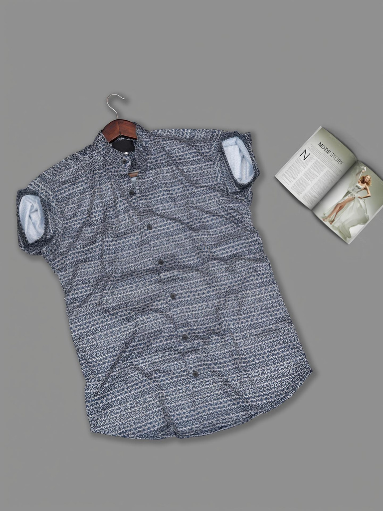 Qugue Men Printed Casual Black Shirt