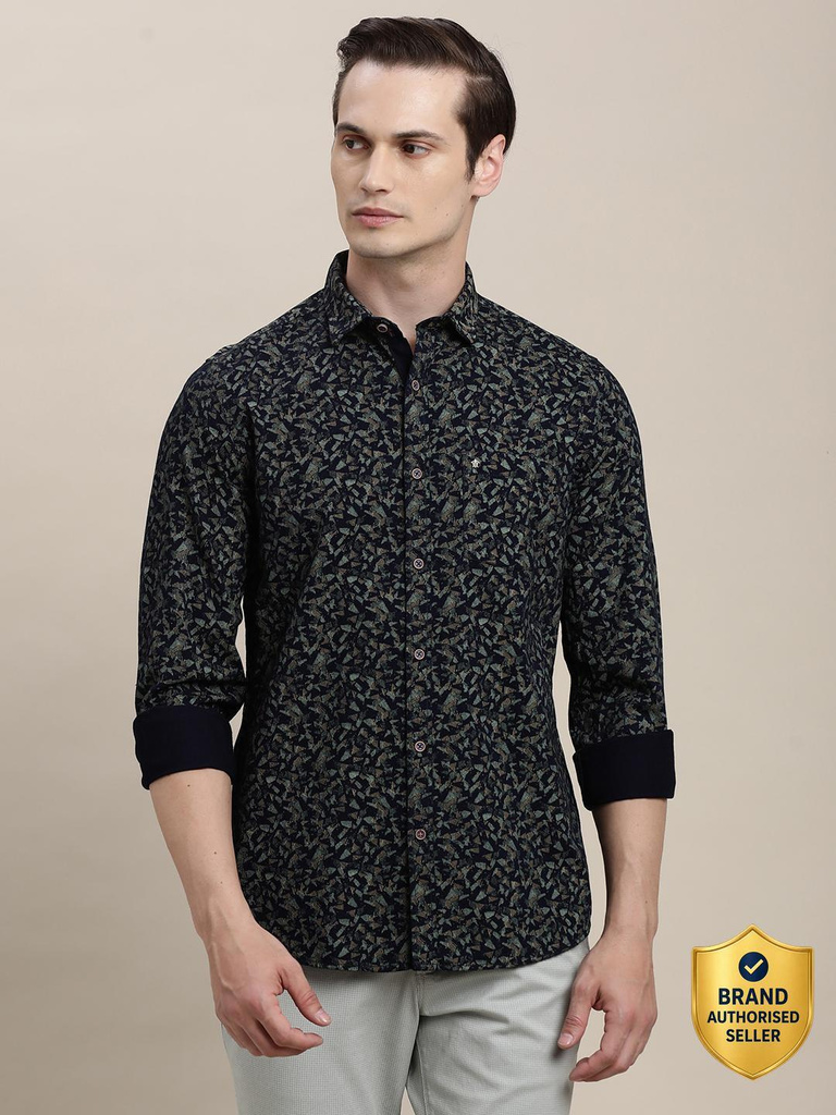 turtle men printed casual blue shirt