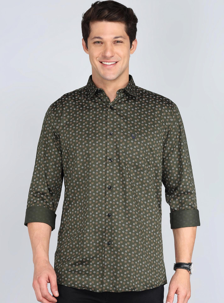allen solly men solid casual green shirt