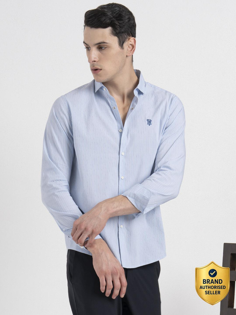 RED TAPE Men Striped Casual Blue Shirt