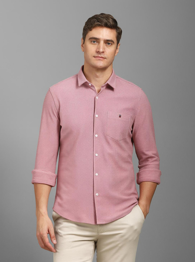 LOUIS PHILIPPE Men Solid Casual Pink Shirt