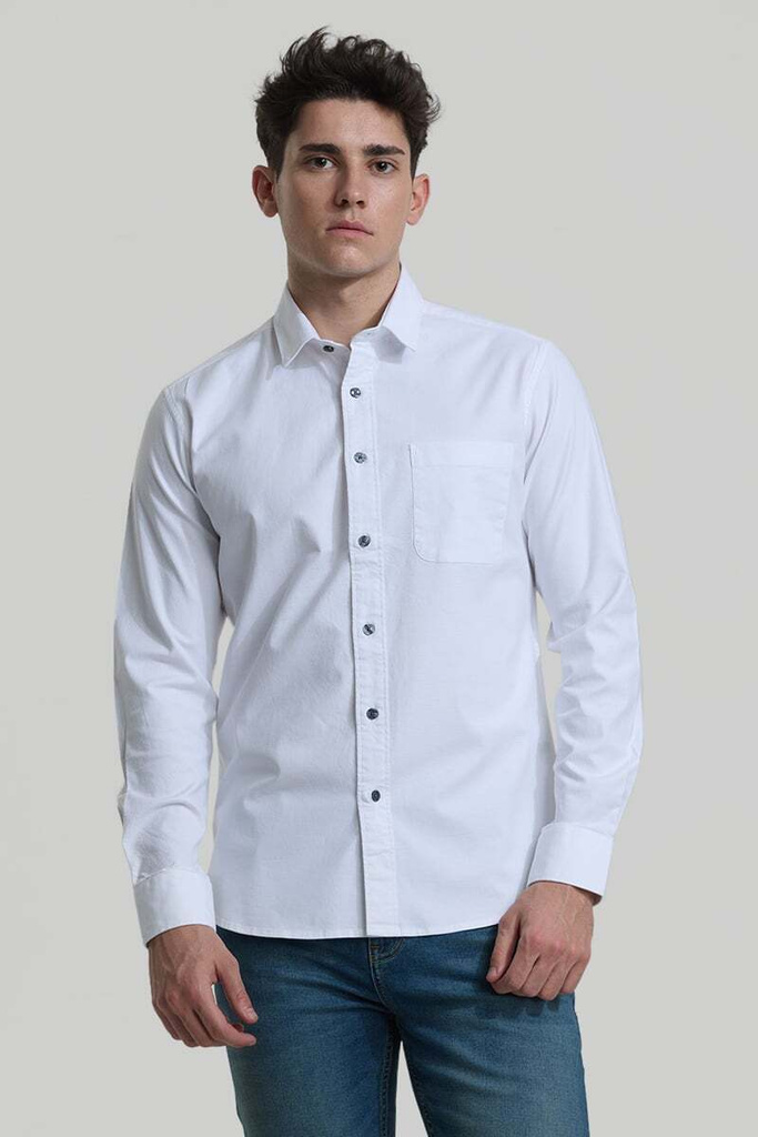Snitch Men Solid Casual White Shirt