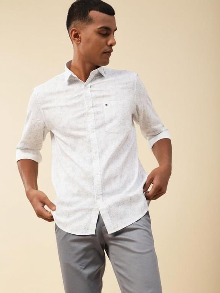 turtle men printed casual white shirt