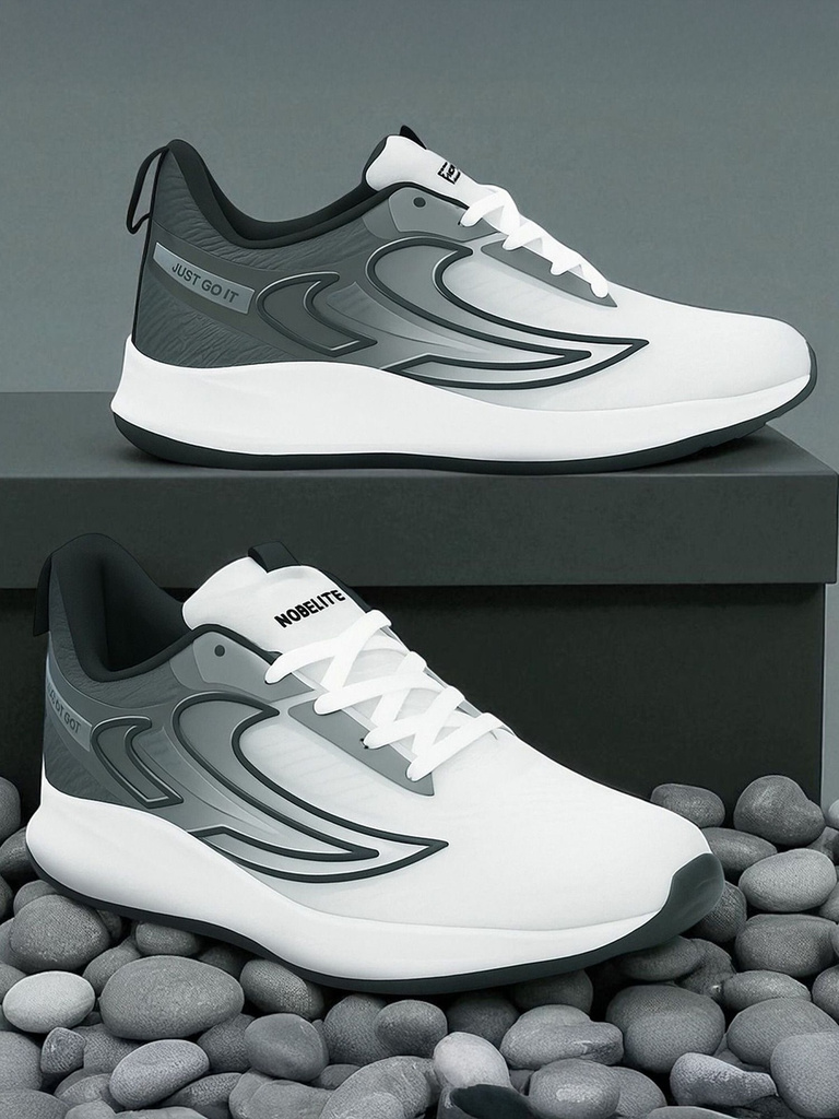 Premium Sports ,Gym, Trending, Stylish Running Shoes For Men (White, Black , 6)