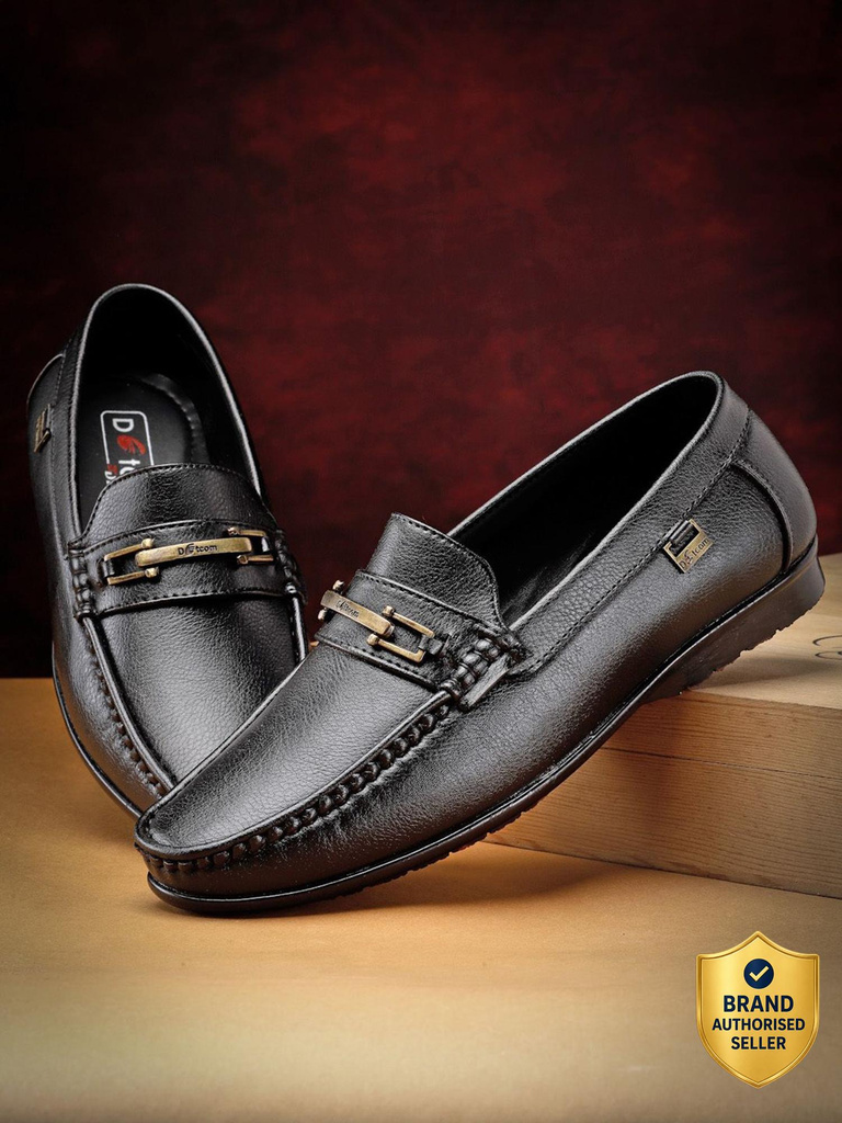 DOTCOM DRIVE-102 Microfiber Classic Comfortable Retro Durable Casual Slip-On Loafers For Men (Black , 8)