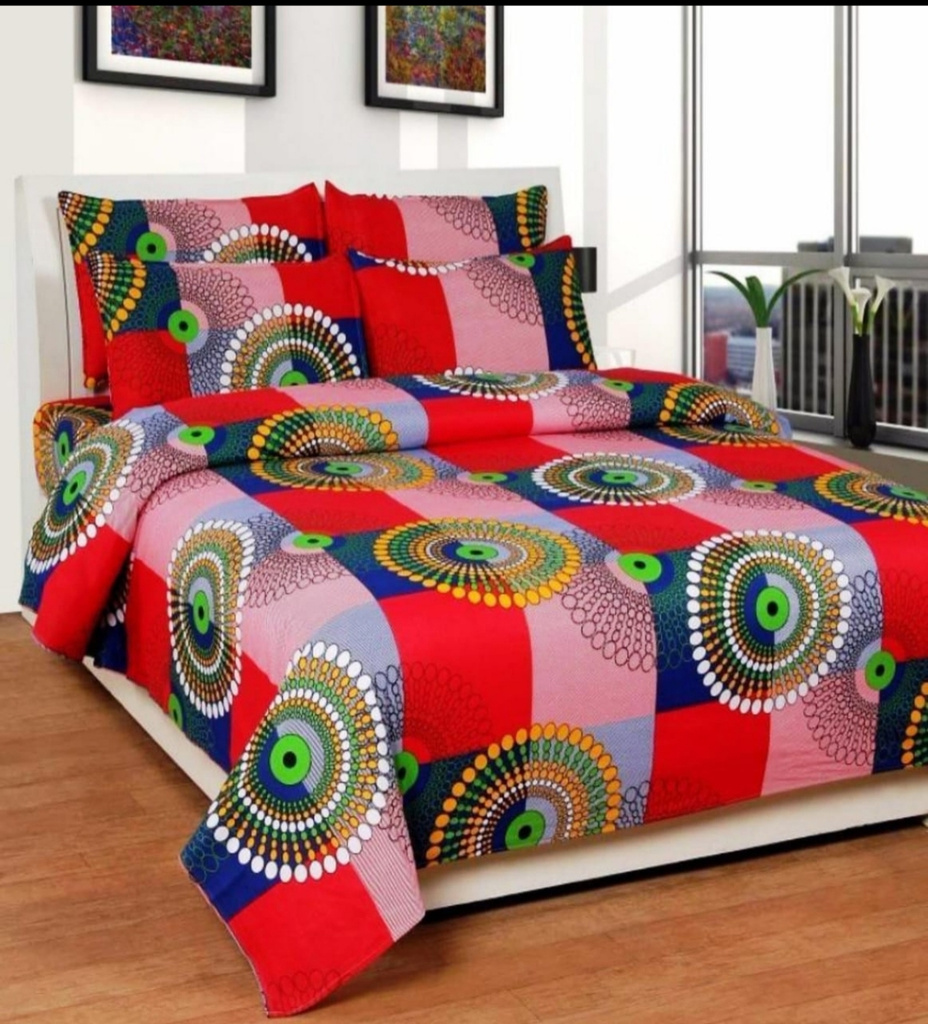 jaiambayfabs cotton double flat 144 tc printed 1 bedsheet 2 pillow covers