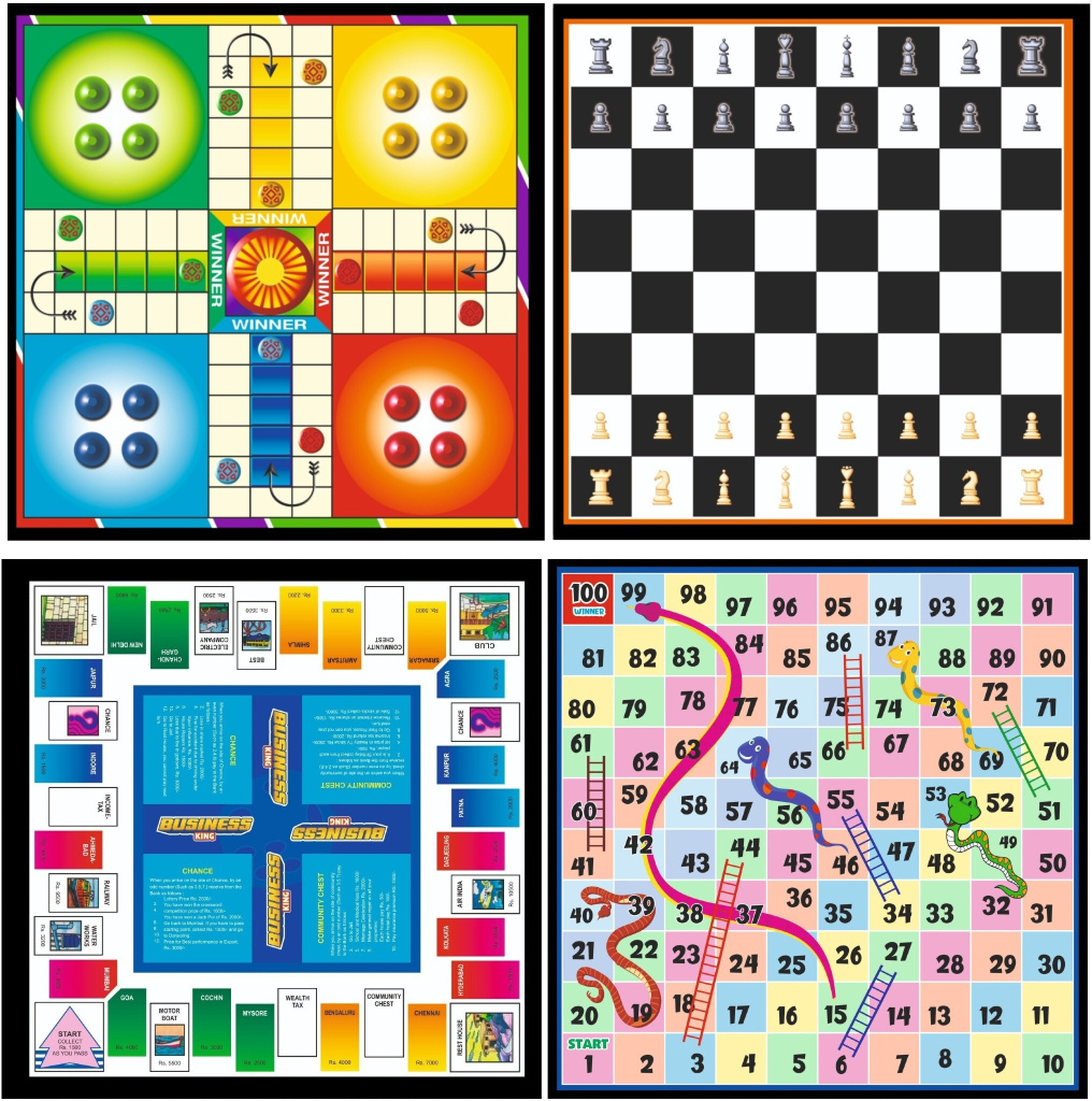 4 in 1 Wooden 12*12" Business & Snake | Chess & Ludo with all Accessories | Party & Fun Board Game