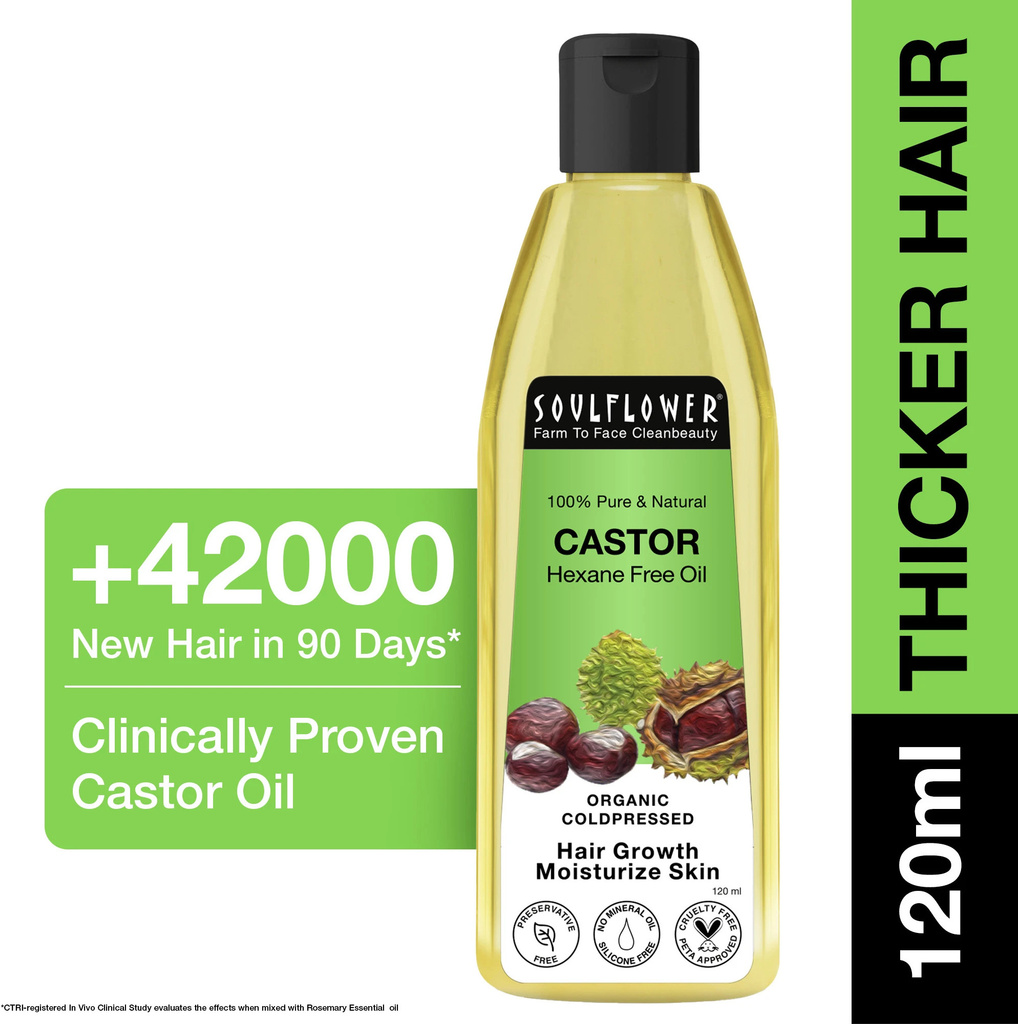 soulflower castor oil hair growth fall control skin moisturiser anti aging