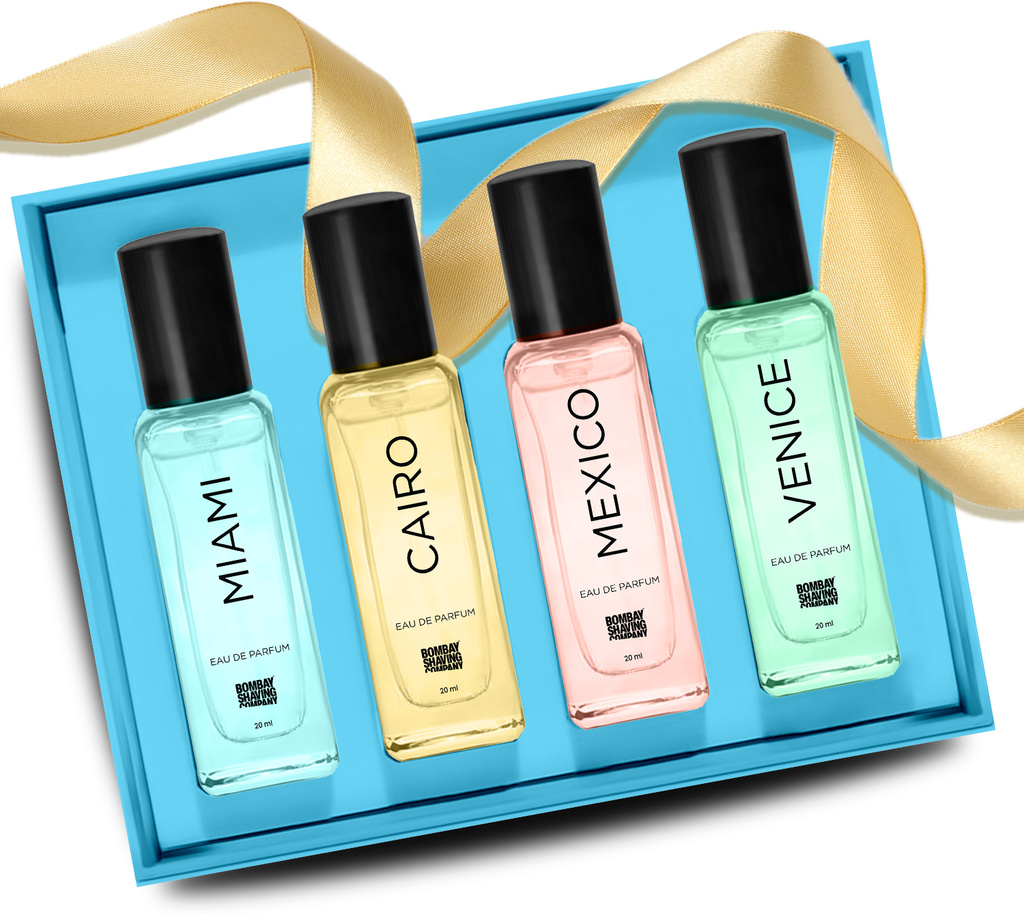 bombay shaving company luxury perfume gift set kit men premium long lasting fragrance scent 20 x 4 eau de parfum 80 ml