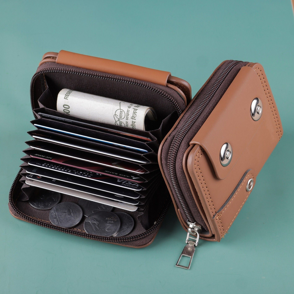 Men Casual, Formal Brown Artificial Leather RFID Card Holder (11 Card…