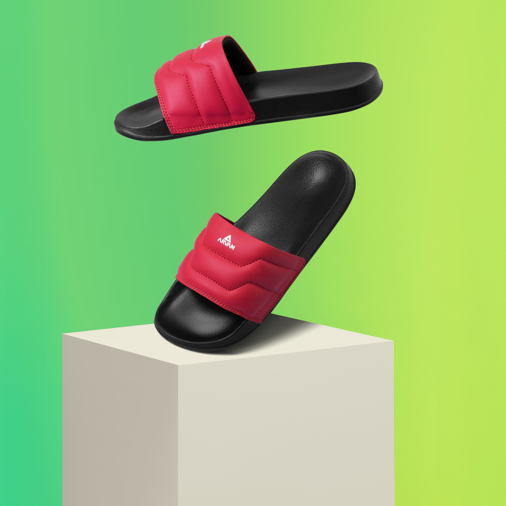 Men Slides (Red, Black , 8)