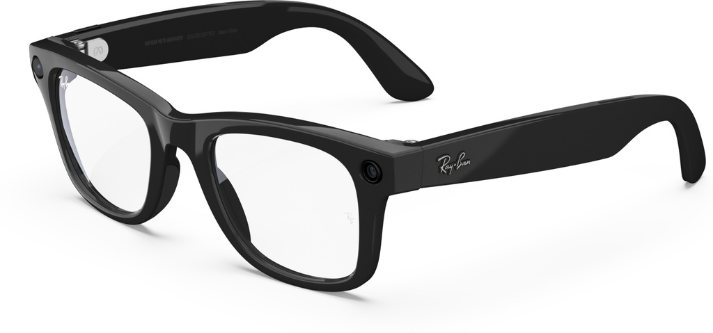 Ray-Ban | Meta Wayfarer (Gen 1) with Meta AI, photo and video capture (Shiny Black, Clear lenses)