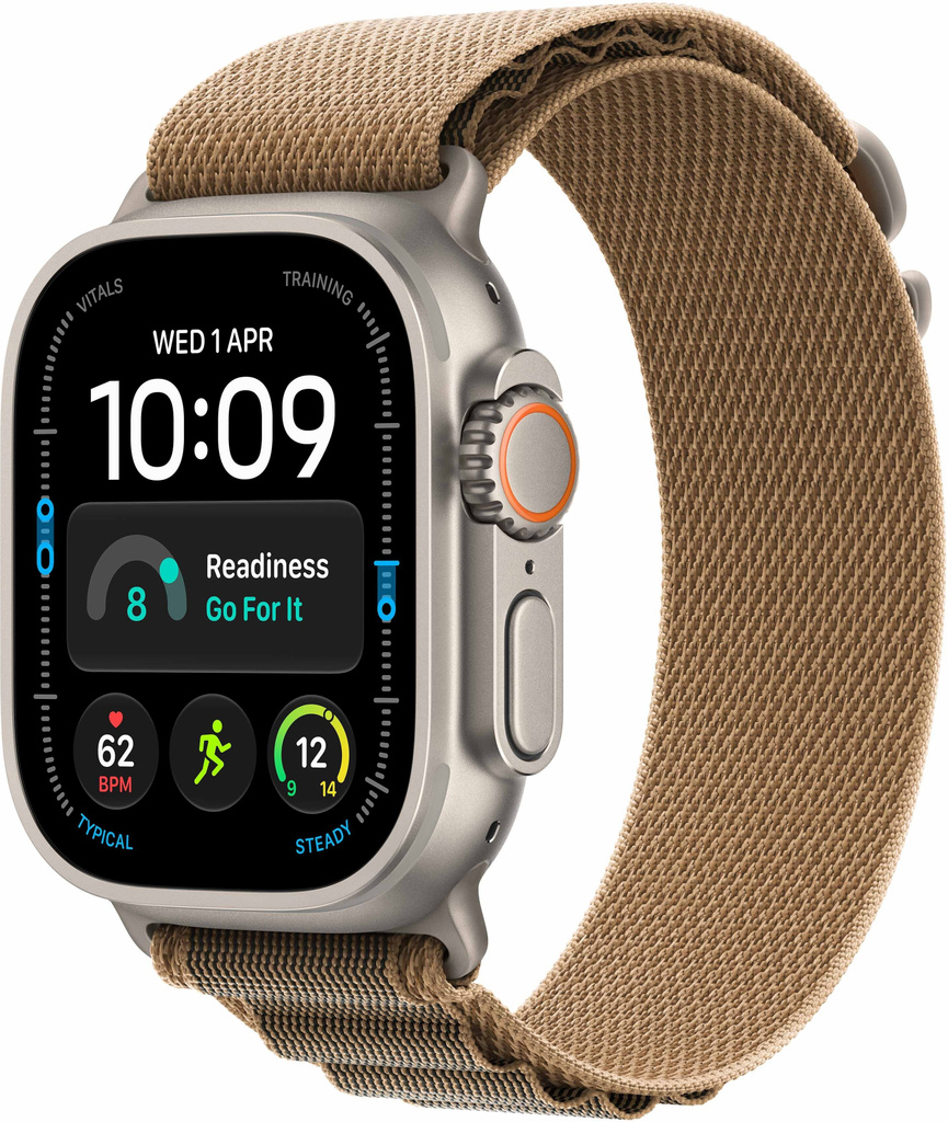 Apple Watch Ultra 4 GPS+Cellular 49mm Natural Titanium Case with Desert Alpine Loop-M (Desert Strap, Medium)