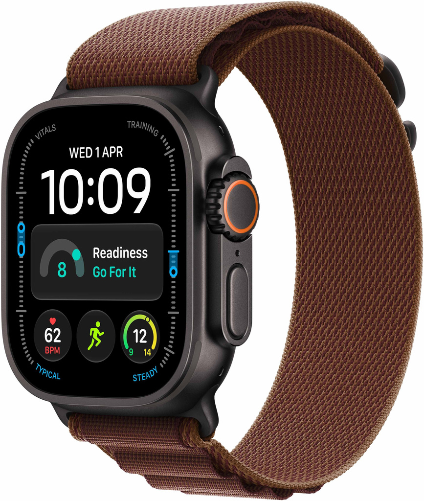 Apple Watch Ultra 4 GPS+Cellular 49mm Black Titanium Case with Burgundy Alpine Loop-M (Burgundy Strap, Medium)