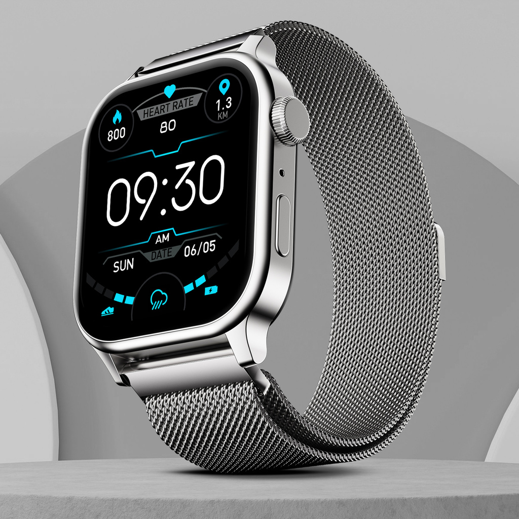 Fire-Boltt Rise Luxe Bluetooth Calling 47mm (1.85), Metal Body & Rotating Crown, 123 Sports Smartwatch
