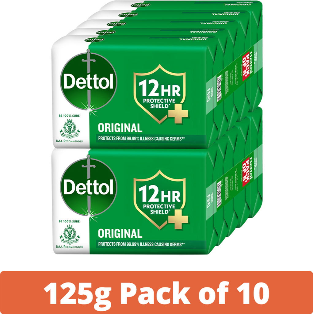 Original Bathing Soap for Men & Women, for Face, Body & Hands, Combo for Summer (10 x 125 g)