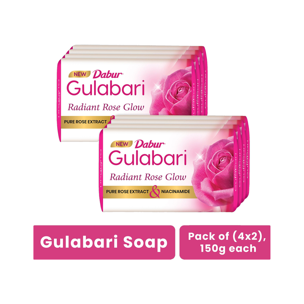 Gulabari Pure Rose Soap|Bathing Moisturizing Soap for Soft, Glowing Skin & Body (8 x 150 g)