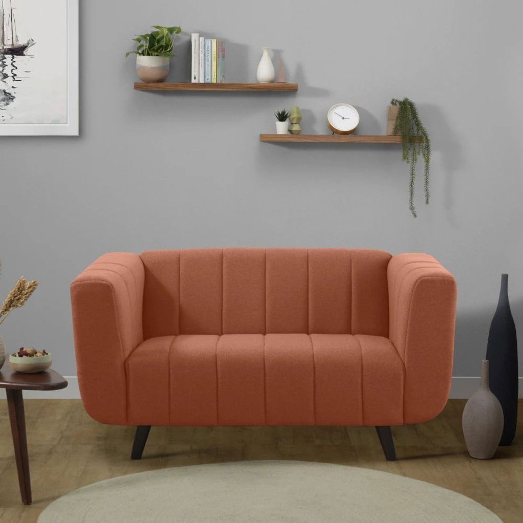 Kiki Designed by Duroflex - High Density Foam & Premium Fabric 2 Seater Sofa (Finish Color - Lava Orange, DIY(Do-It-Yourself))