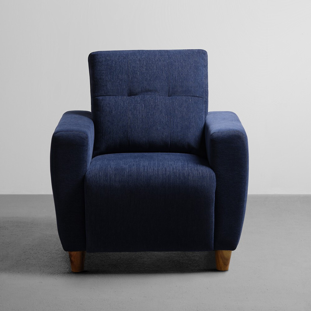 Yolo Designed by Duroflex - Premium Plush 3 Layer Cushioning, Anti-Sag Comfort Fabric 1 Seater Sofa (Finish Color - Berry Blue, DIY(Do-It-Yourself))