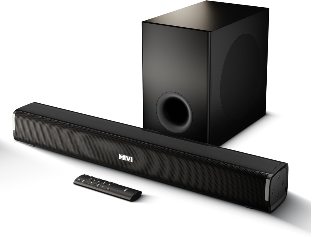 mivi fort sonic 200 soundbar 2 1 channel multi input eq modes bt v5 3 w bluetooth soundbar