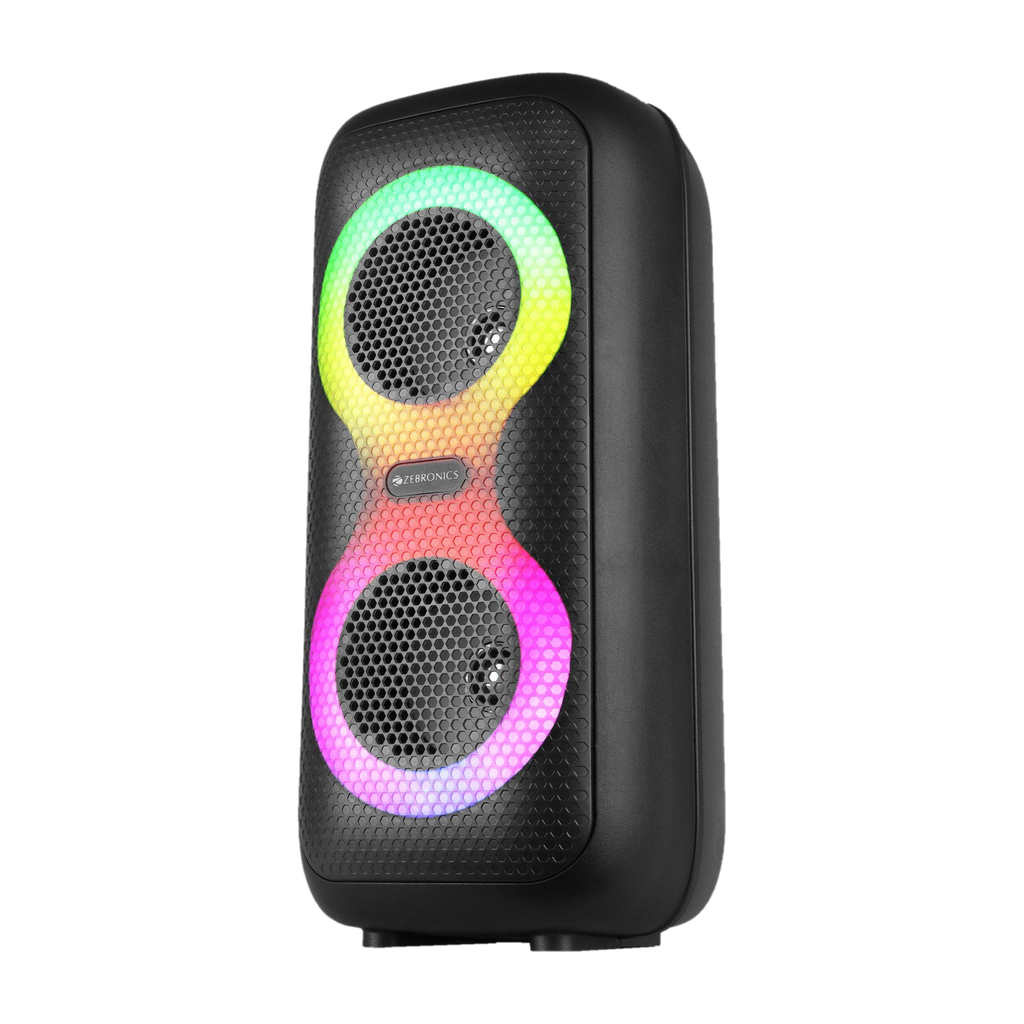 ZEBRONICS County Pro 11, Dual Drivers, TWS, BTv5.4, Mic Input, Carry handle, RGB lights 16 W Bluetooth Speaker