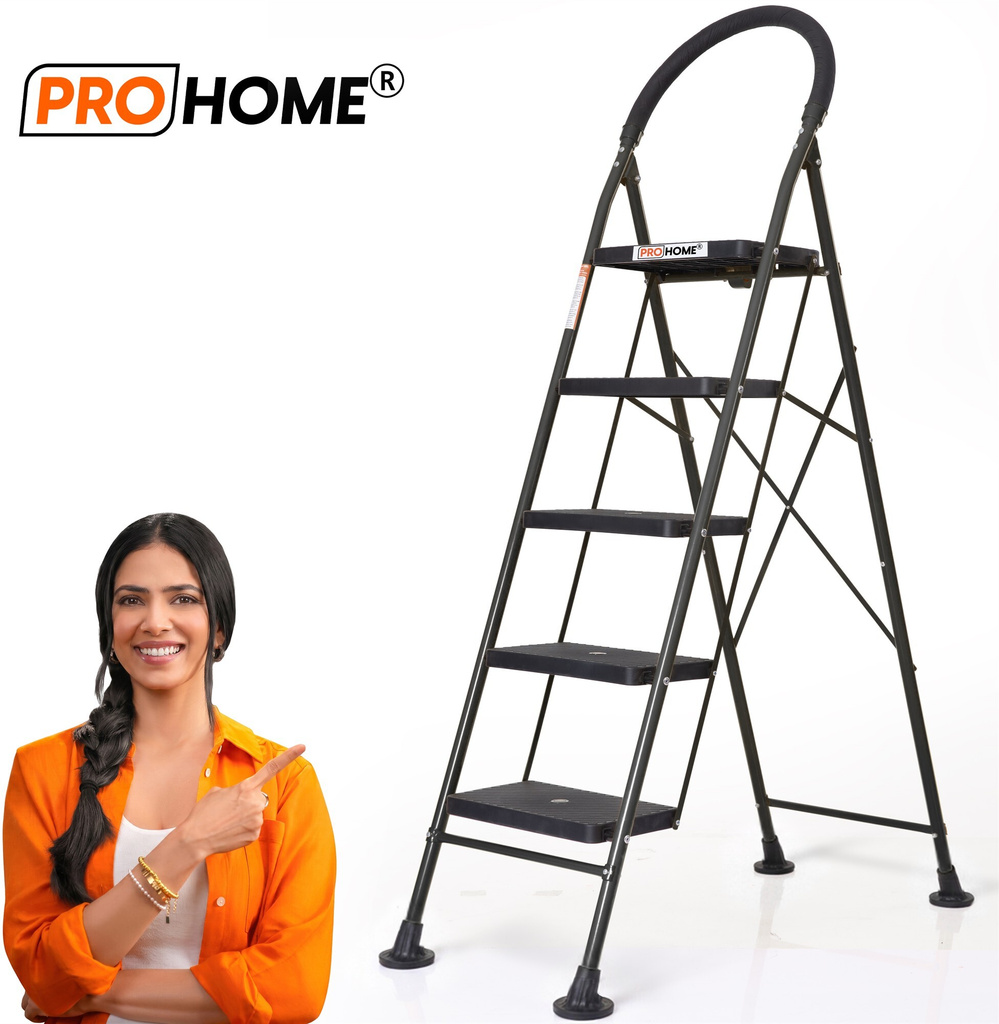 5 Step Steel Ladder for Home With Anti Skid shoes Steel Ladder (With Platform)