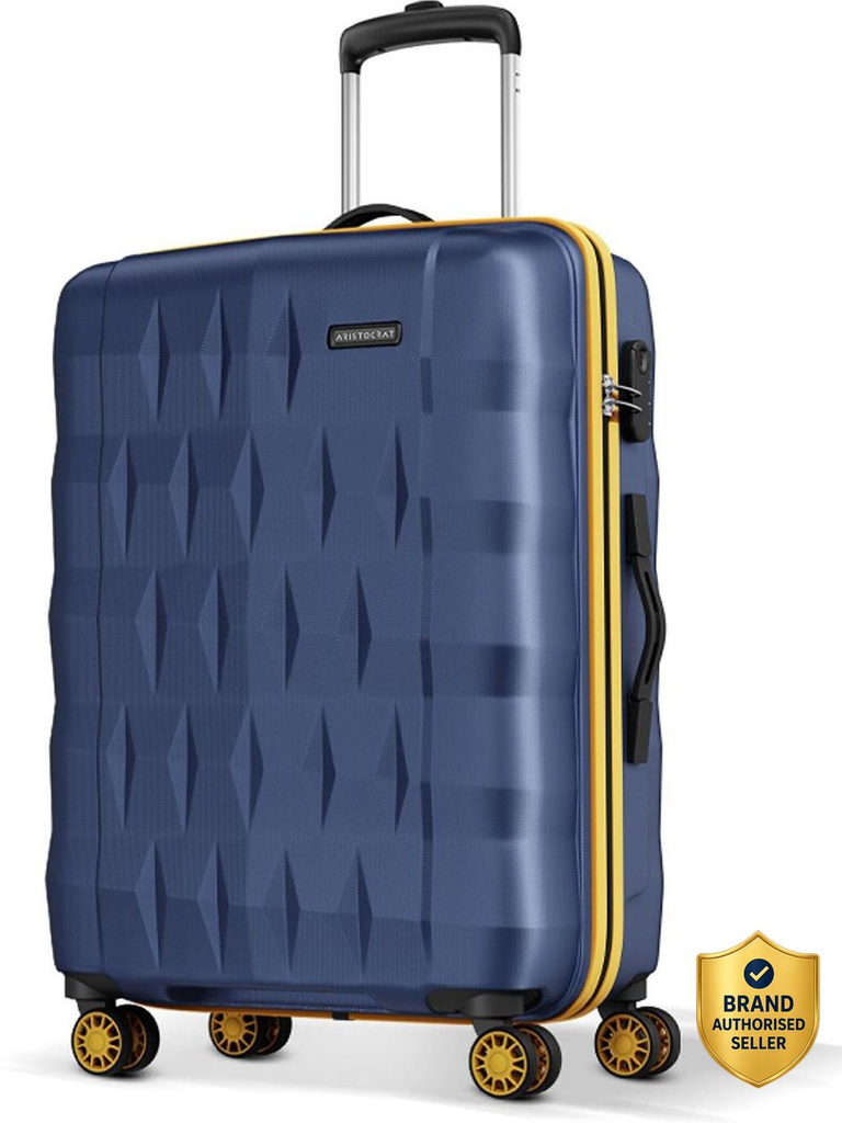 ARISTOCRAT Comet Check-in Trolley Bag 66cm Medium Hard Luggage, 8-Wheel Suitcase (Blue) Check-in Suitcase 8 Wheels - 26 inch