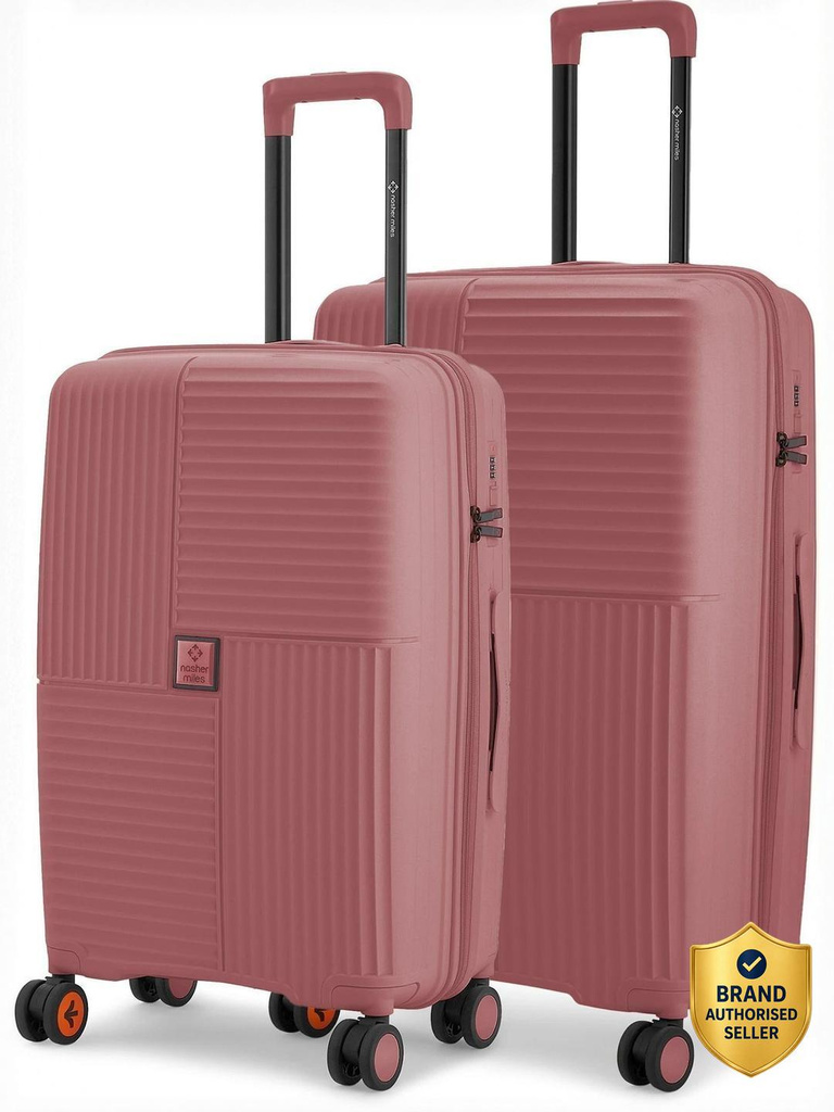 NASHER MILES Singapore Hard-Sided Polypropylene Set of 2 Rose Gold Trolley Bag(65&75cm) Check-in Suitcase 8 Wheels - 28 inch