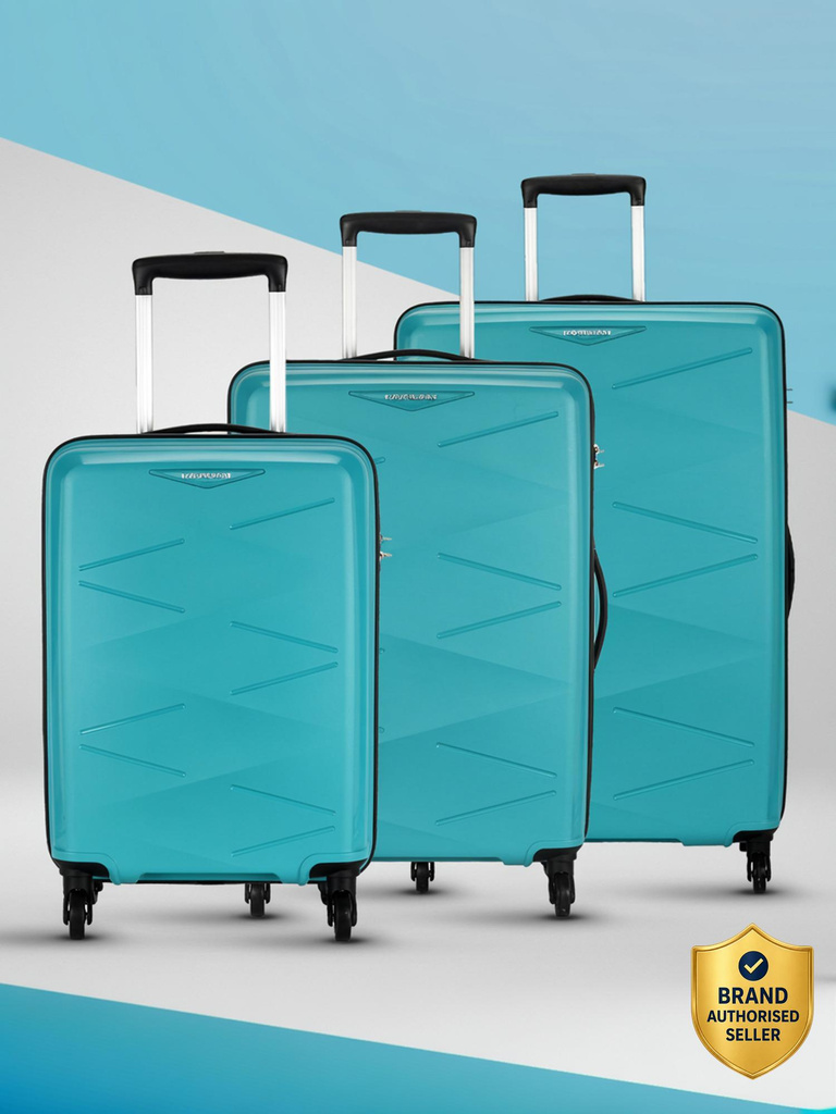 Hard Body Set of 3 Luggage 4 Wheels - (Small 55Cm |Medium 68Cm| Large 79Cm)Combination Lock-Triprism - Blue