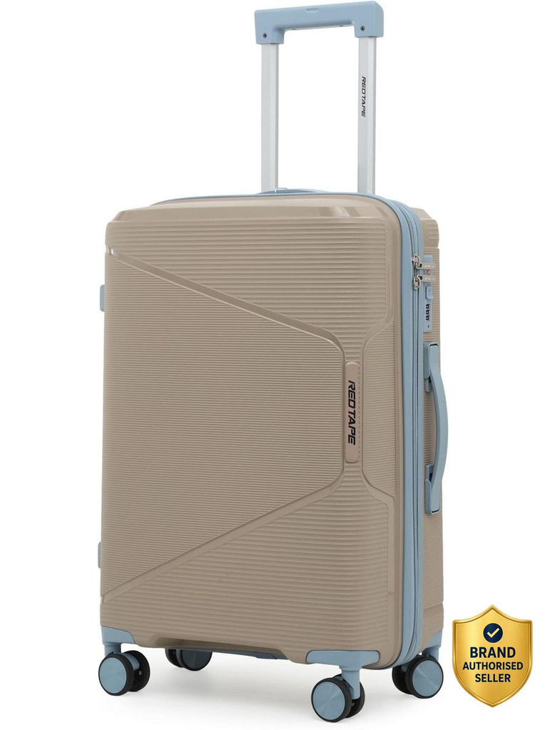 Red Tape Unisex 60L Polypropylene Hard Trolley Bag With Mobile Holder Check-in Suitcase 8 Wheels - 24 inch