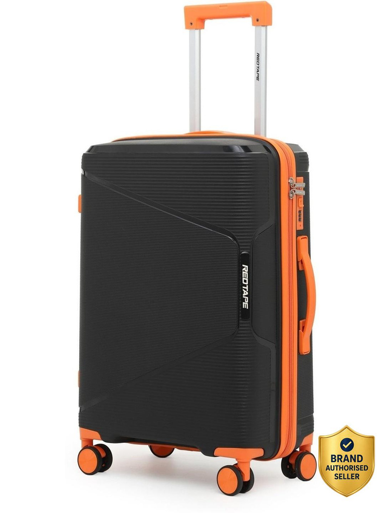 Red Tape Unisex 60L Polypropylene Hard Trolley Bag With Mobile Holder Check-in Suitcase 8 Wheels - 24 inch
