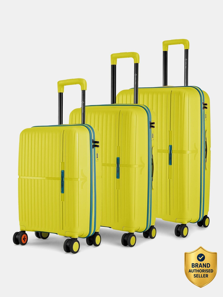 NASHER MILES Springfield HardSide Polypropylene Luggage 3 Green TrolleyBag(55,65&75cm) Cabin & Check-in Set 8 Wheels - 28 inch