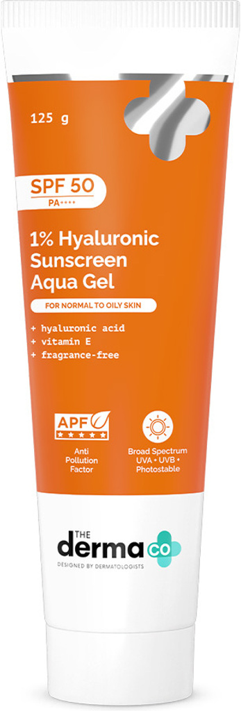 derma co sunscreen spf 50 pa 1 hyaluronic aqua gel lightweight no white cast broad spectrum