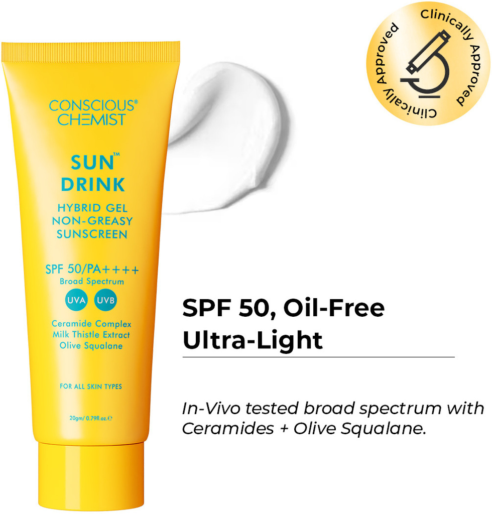 conscious chemist sunscreen spf 50 pa ceramides hyaluronic squalane no white cast