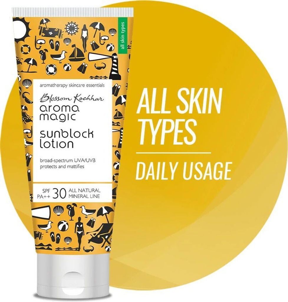 aroma magic sunscreen spf 30 pa matte sunblock lotion mattifies protects uva uvb rays all skin types