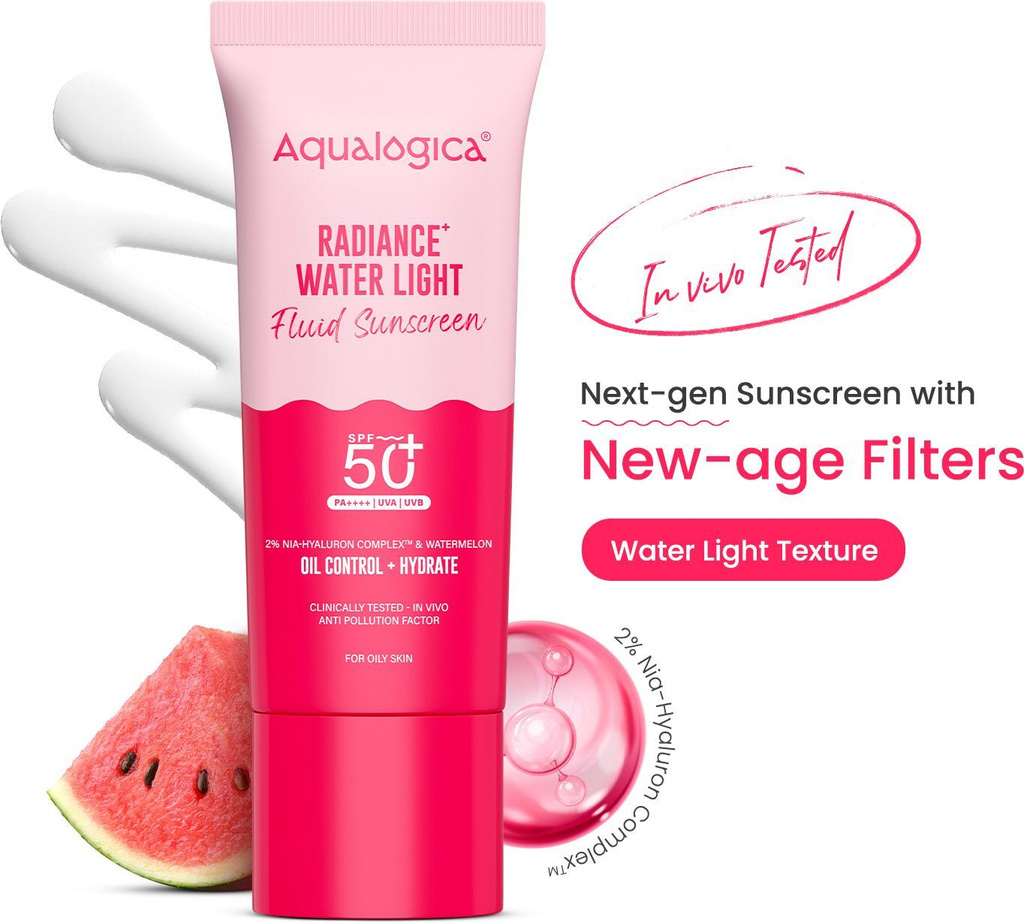 Aqualogica Sunscreen - SPF 50 PA++++ Radiance+ Water Light Fluid Sunscreen