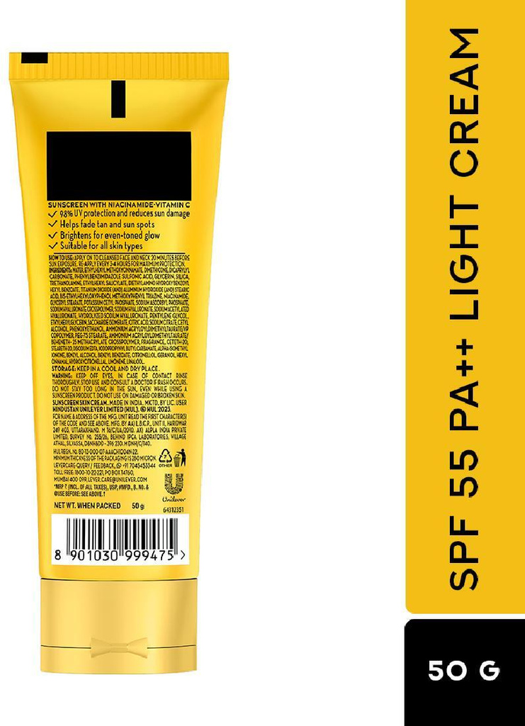 pond s sunscreen spf 55 pa light sun miracle protect bright 3 active niacinamide